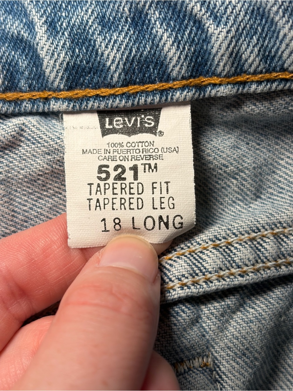 Vintage 1996 Levi’s 521 Tapered Fit Leg Size 18 Long Light Wash Made in USA VTG - Picture 10 of 16